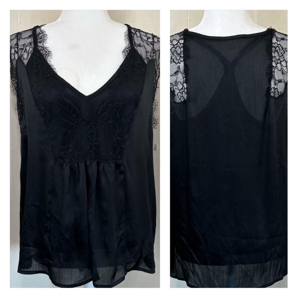 LOVE STITCH Basic Feminine Black Lace Camisole Top Size Small.